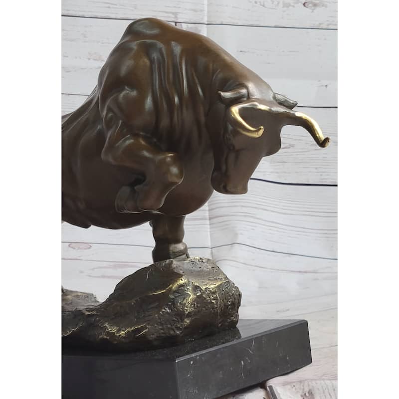 Charging Imitative Bull Bronze Metal Statue Sculpture Wall Street Stock Market Decor Original Art 10 Inches X 5 Inches