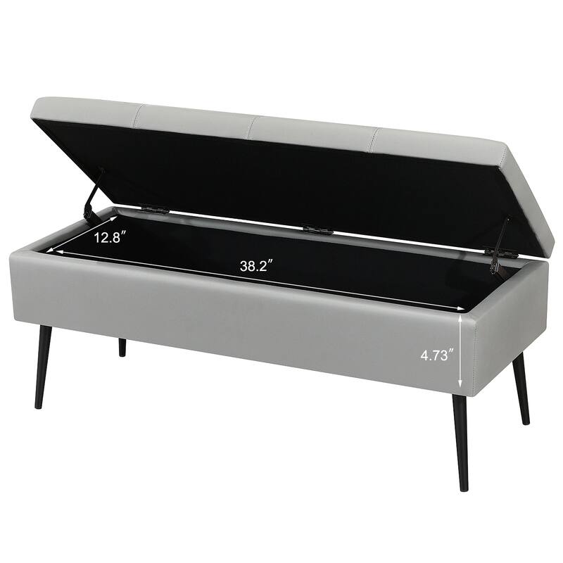 Adeco 42" Faux Leather Storage Bench with Lift-Top Lid