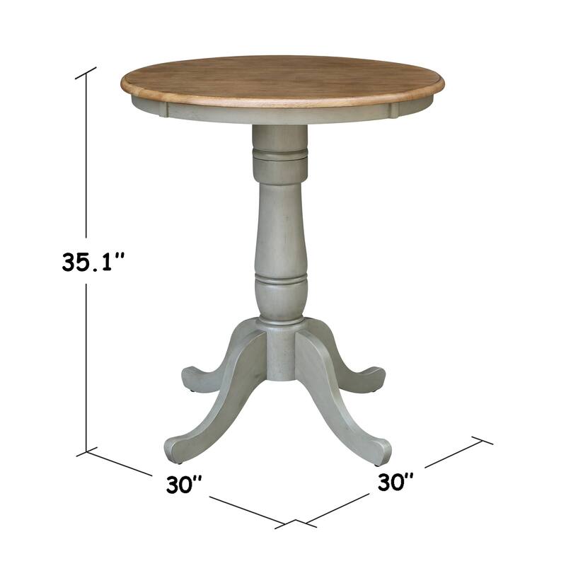 30" Round Top Pedestal Table - Hickory/Stone