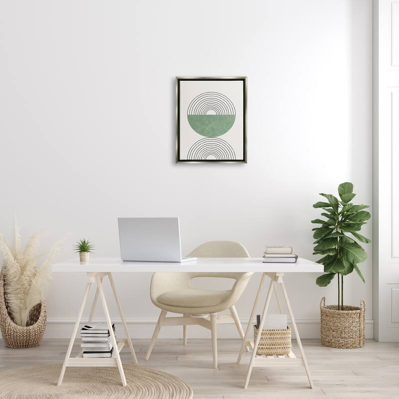 Stupell Abstract Geometric Circular Study Curved Art Deco Floater Frame - Beige