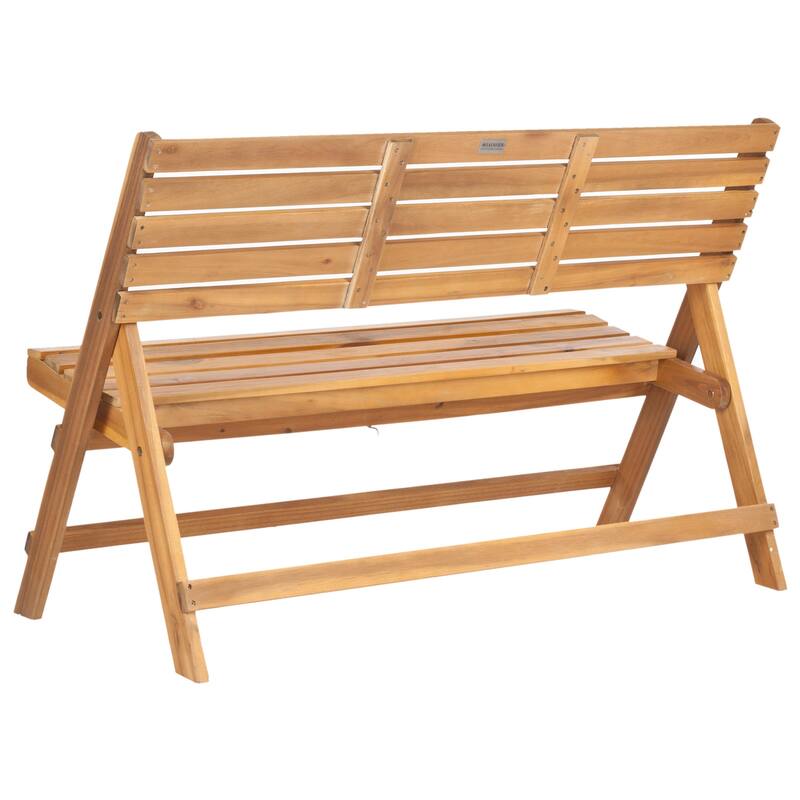 SAFAVIEH Outdoor Sherilyn Ash Grey Folding Bench - 48Wx24Dx32H