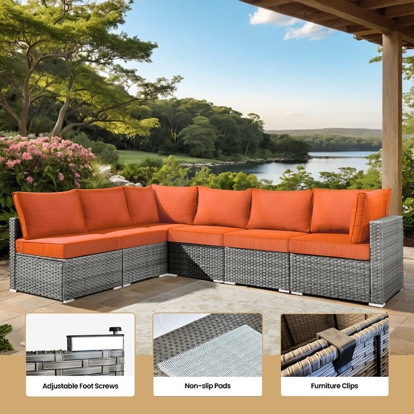 XIZZI 10-Piece Outdoor Furniture Sectional Swivel Chair Set - On