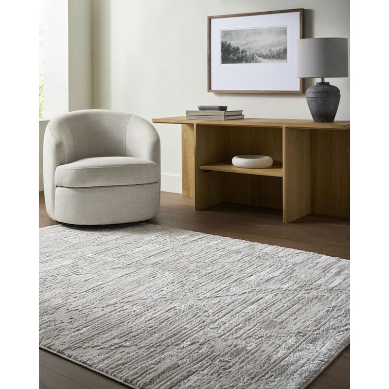 Livabliss Wolly Modern Area Rug - Grey/Cream - 7'10" x 10'