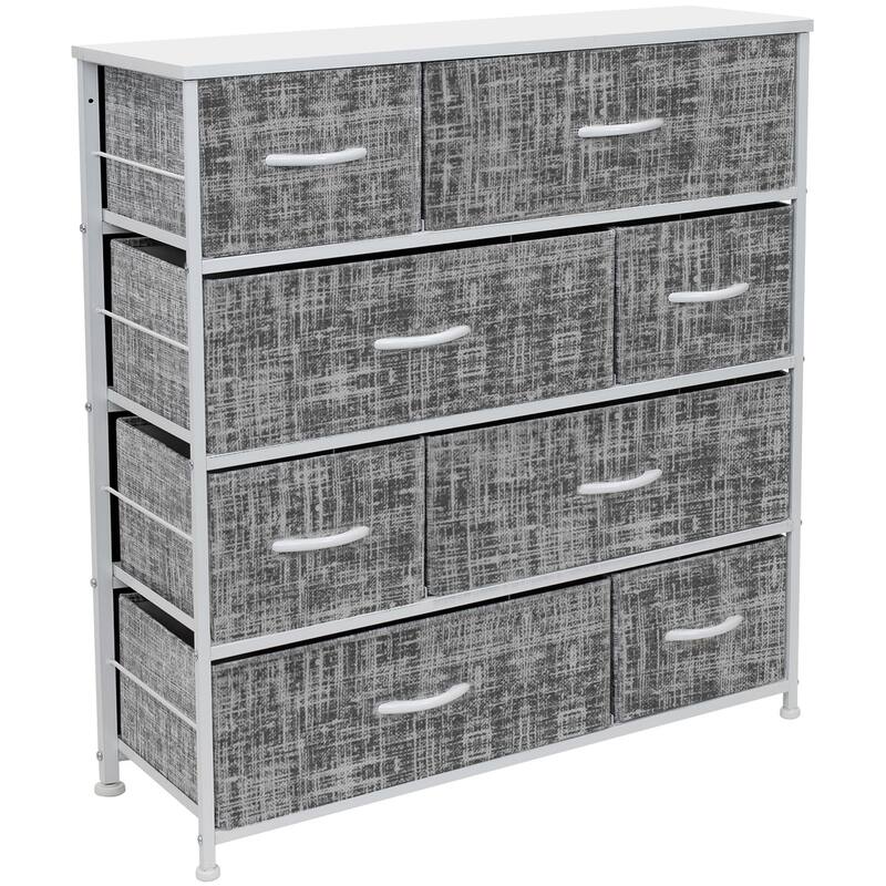 Dresser w/ 8 Drawers Furniture Storage & Chest Tower for Bedroom - Gray White