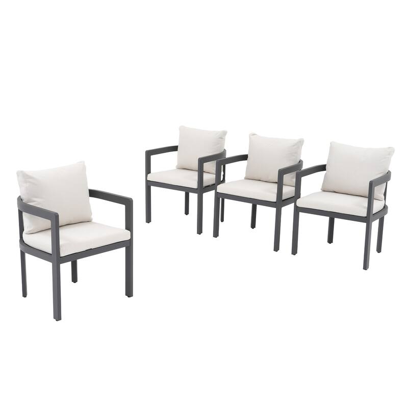 Outdoor Aluminum Dining Chairs with Cushions & Armrests