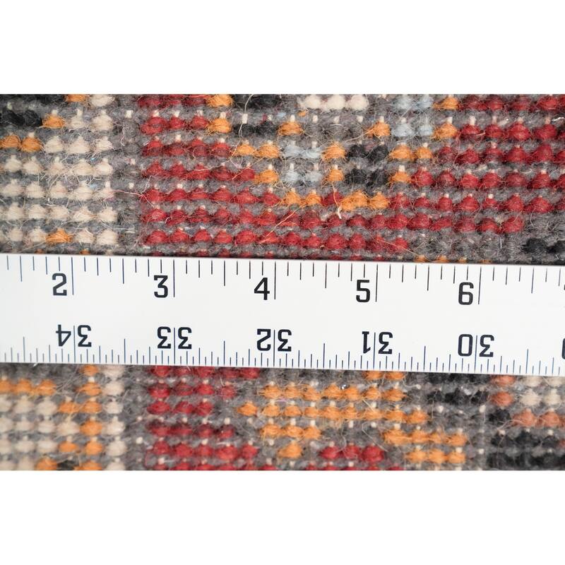 Hand Knotted Oriental 100% Wool Carpet Traditional Geometric Oranges & Rust Kazak Runner Rug - 7' 11'' X 2' 7''