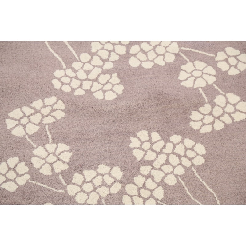 Floral Contemporary Oriental Wool Area Rug Hand-tufted Foyer Carpet - 5'0" x 8'0"