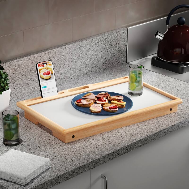 Arlo Breakfast Tray with Flip Top Natural and White Finish