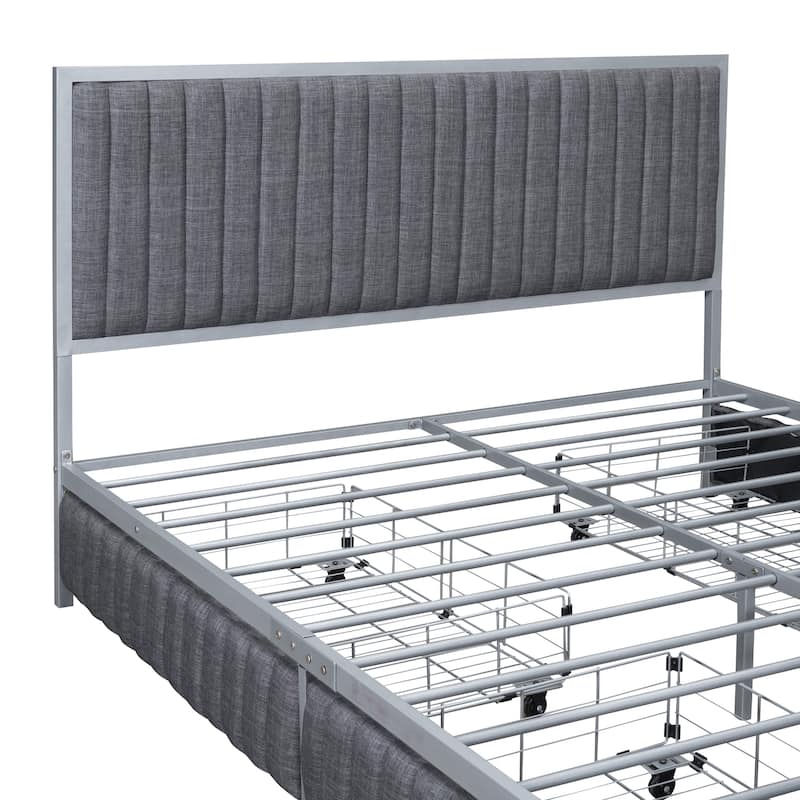 Superior Quality Metal Platform Bed Frame with 4 Drawers Storage Bed