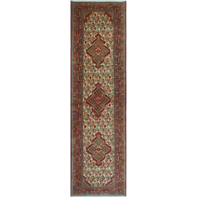 Noori Rug Fine Vintage Distressed KivanC Ivory/Red Runner - 2'8" x 9'3"
