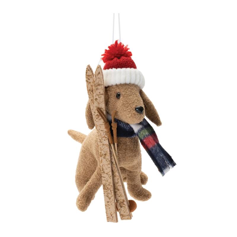 Plush Ski and Sled Dog Christmas Ornaments - 7.25" - 6ct