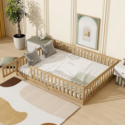 Queen Size Floor Bed with Fence