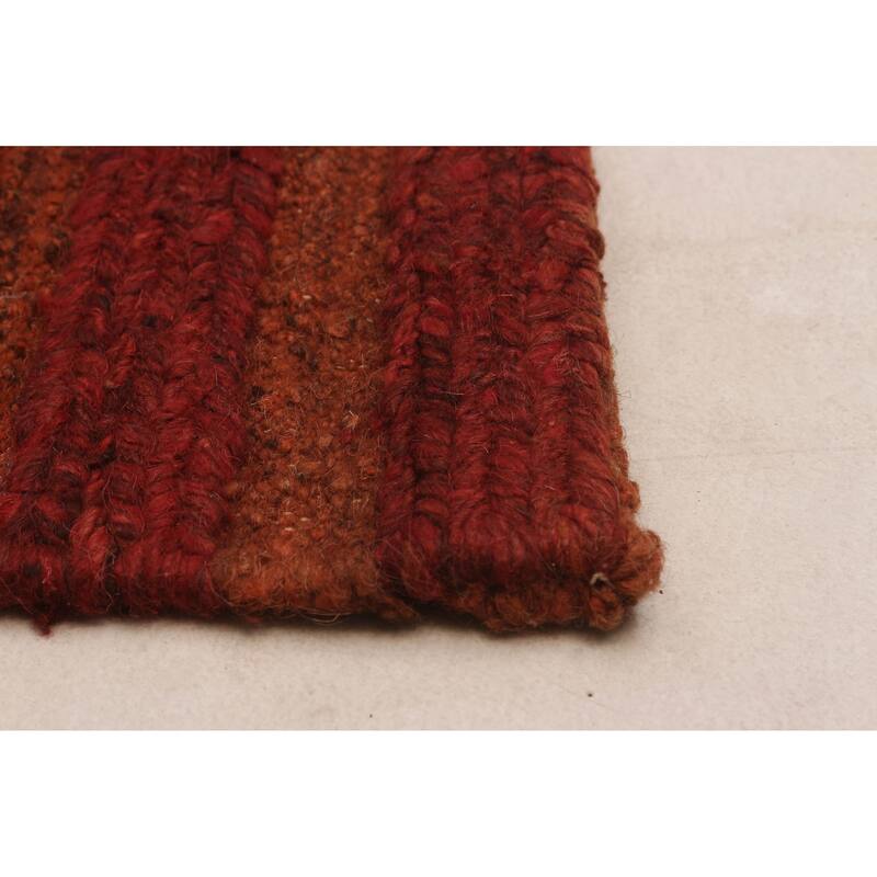 ECARPETGALLERY Flat-Weave Natural Red Wool Tapestry Kilim - 6'7 x 6'4