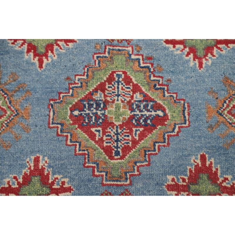 Light Blue Kazak Area Rug Hand-Knotted Bedroom Wool Carpet - 4'10" x 6'7"