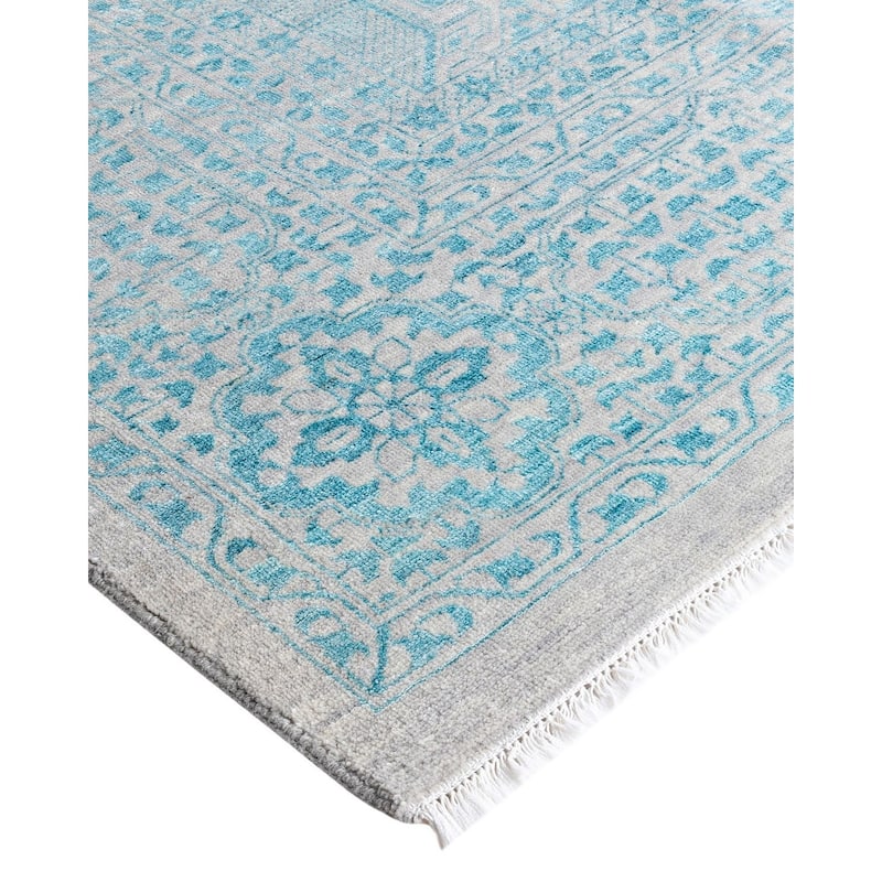 Ikat One-of-a-Kind Hand-Knotted Area Rug - Gray, 9' 0" x 12' 0" - 9' 0" x 12' 0"