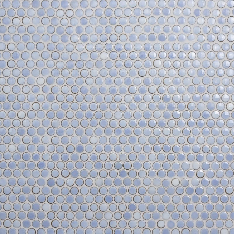 Merola Tile Hudson Penny Round Forst Blue 11-7/8" x 12-5/8" Porcelain Floor and Wall Tile