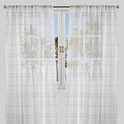 Rodeo Home Aurelia Plaid Design Sheer Curtains (Set of 2)