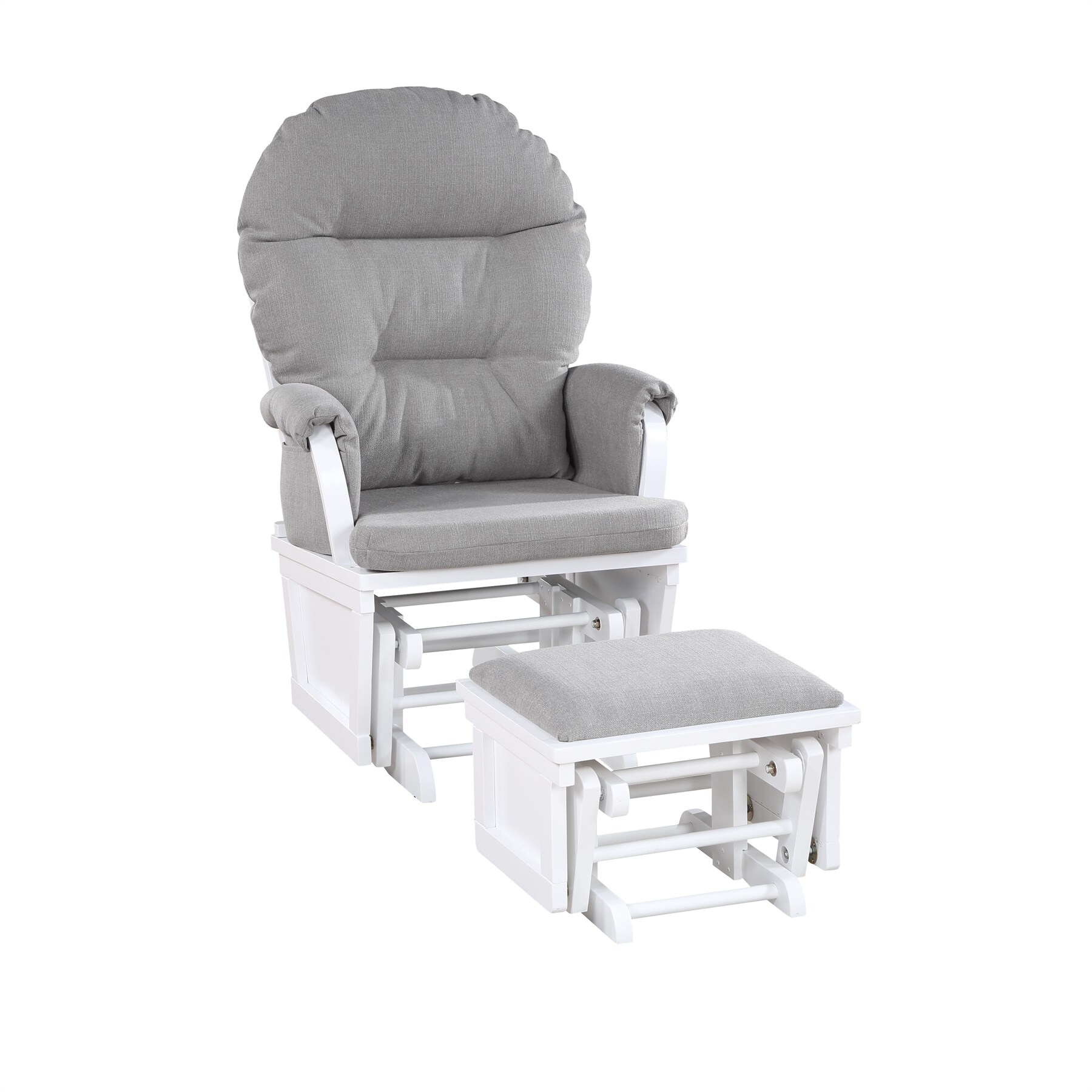 Glider with Ottoman White and Woven Gray
