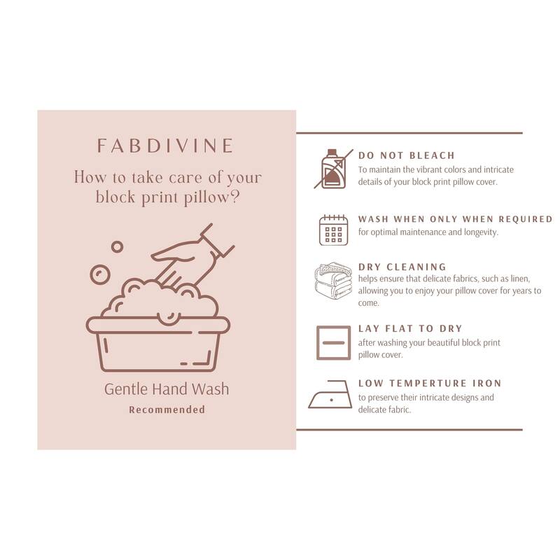 Fabdivine Linen Outdoor Sofa Block print pillow Cover