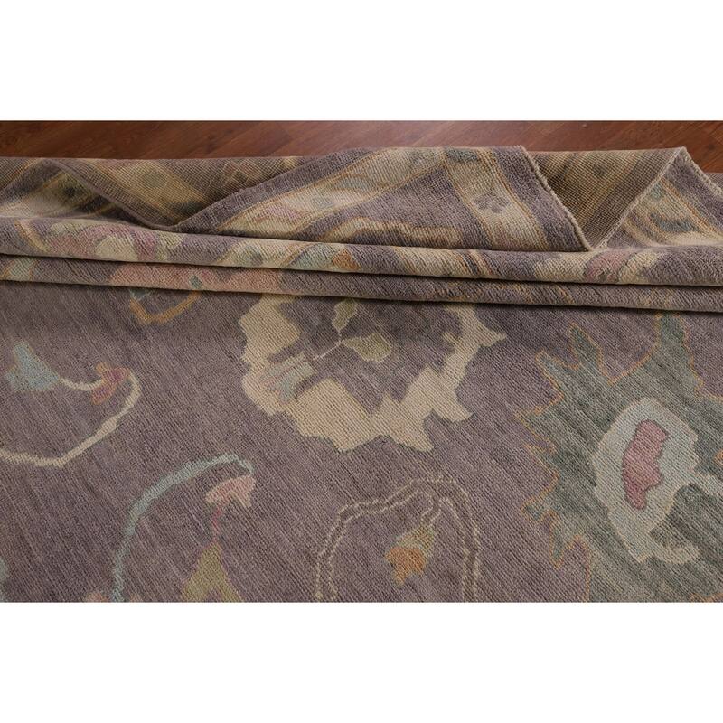 All-Over Gray Oushak Vegetable Dye Large Area Rug Handmade Wool Carpet - 10'0" x 13'9"