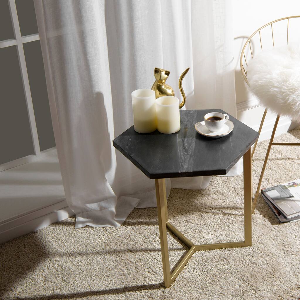Aurora Home Piers Hexagon Marble Table - 18"W x 18"D x 18"H