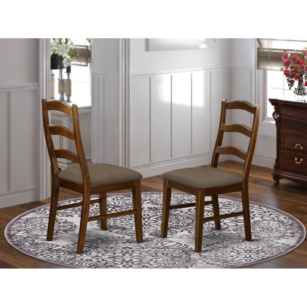 East West Furniture 2 Pieces Dining Chiars Set - Henley Cinnamon/ Espresso Ladder Back Dining Chairs (Seat's Type Options)