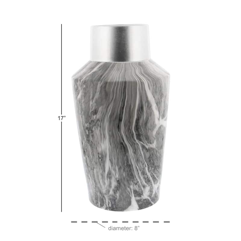 Ceramic Faux Marble Decorative Vase - Gray - Roche River Decor