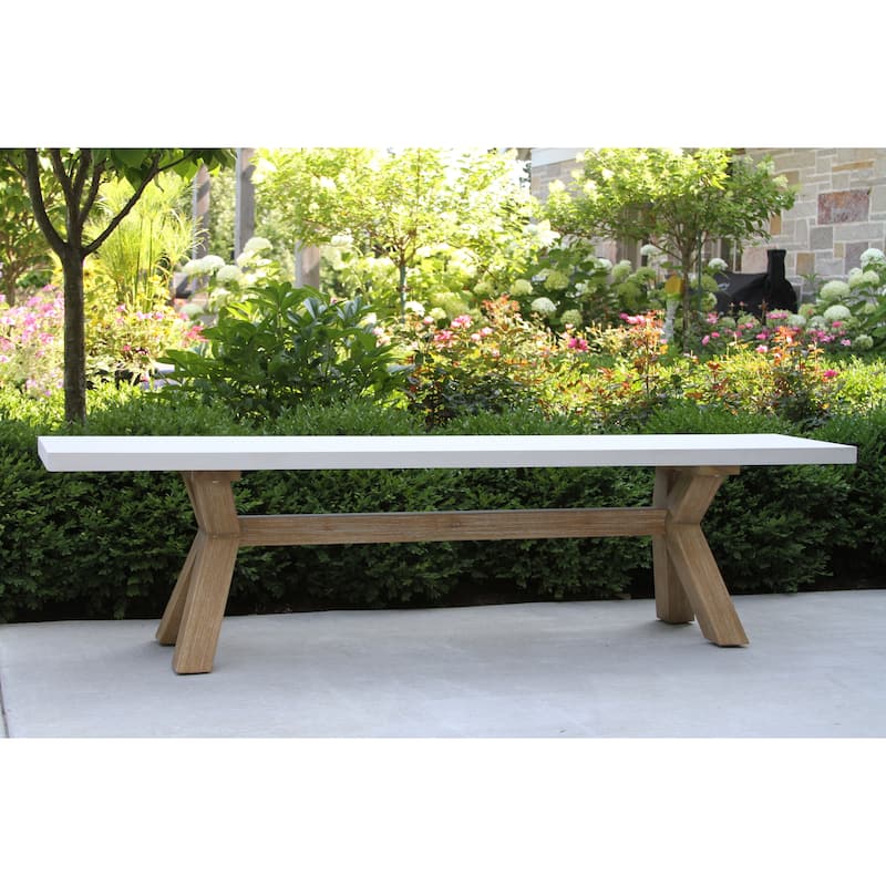Cordelia 6-Piece Ivory Composite and Eucalyptus Wash Dining Set With Bench