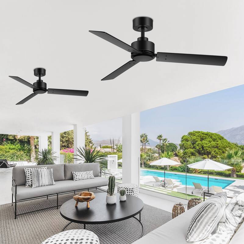 48-in Indoor Black Large Ceiling Fan without Light(3-Blade)