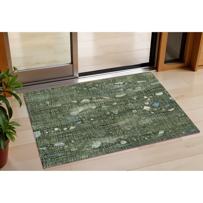 HomeRoots Abstract Transitional Rectangle Outdoor Rug - 3' x 5'