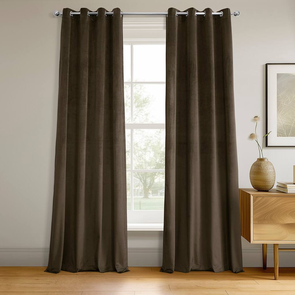 Exclusive Fabrics Java Grommet Velvet Blackout Curtain (1 Panel)