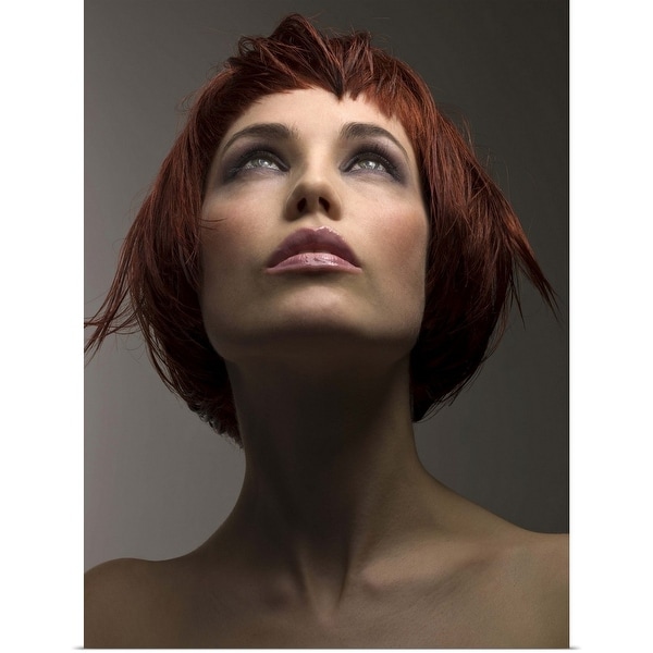"Portrait of pensive woman with bare shoulders" Poster Print