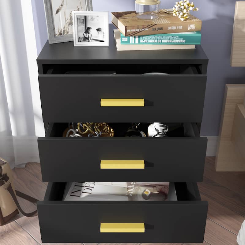 Timechee 23.6'' Tall 3 - Drawer Nightstand In White/Black
