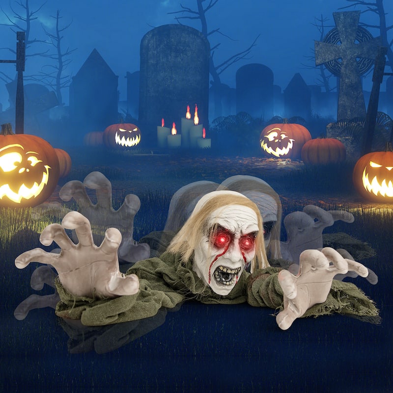Gymax Halloween Skeleton Groundbreaker Decoration Sound-Actived