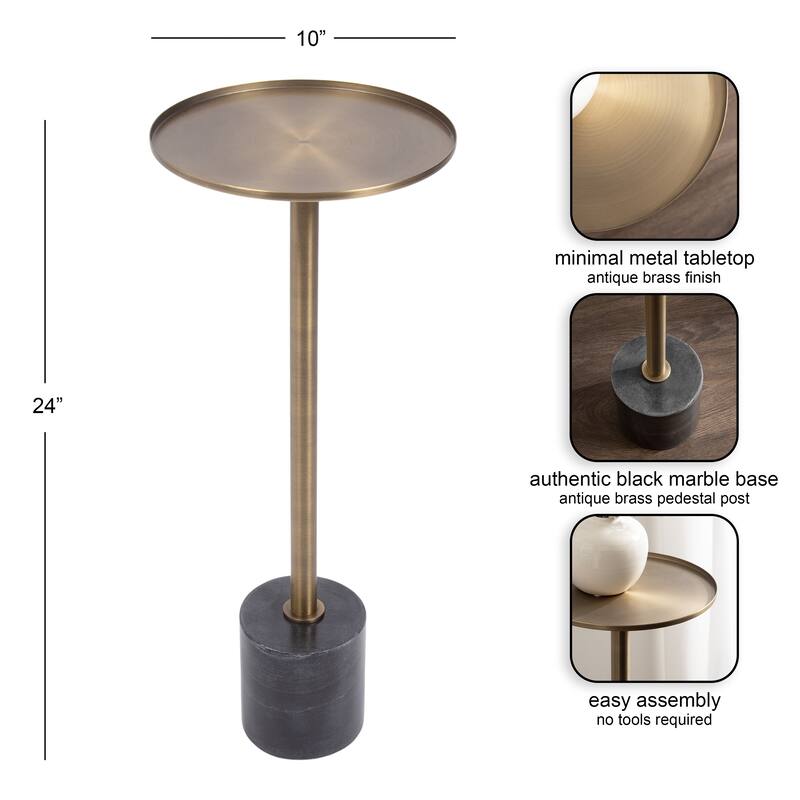 Kate and Laurel Vanora Metal and Marble Drink Table