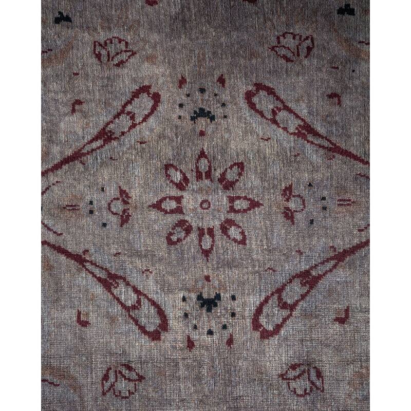 Overton Hand Knotted Wool Vintage Inspired Modern Contemporary Overdyed Gray Runner Rug - 2' 6" x 11' 6"