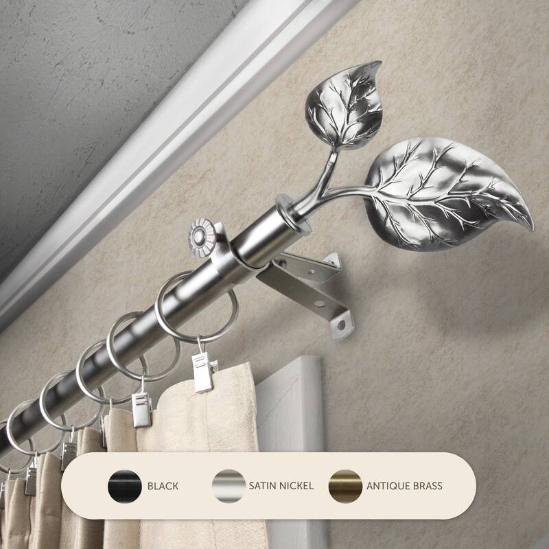 InStyleDesign Vine Adjustable Curtain Rod - 28 to 48 inches - Satin Nickel