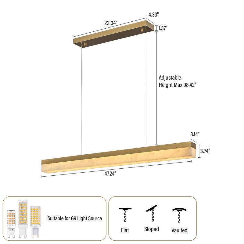 KAYLA Alabaster Pendant Light 1200 - 1800 Matte Black/Gold