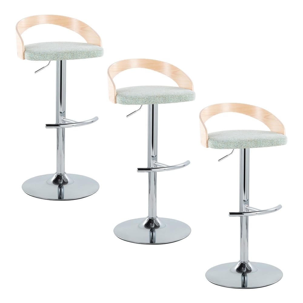 Grotto Adjustable Barstool with Chrome Base- Set Of 3