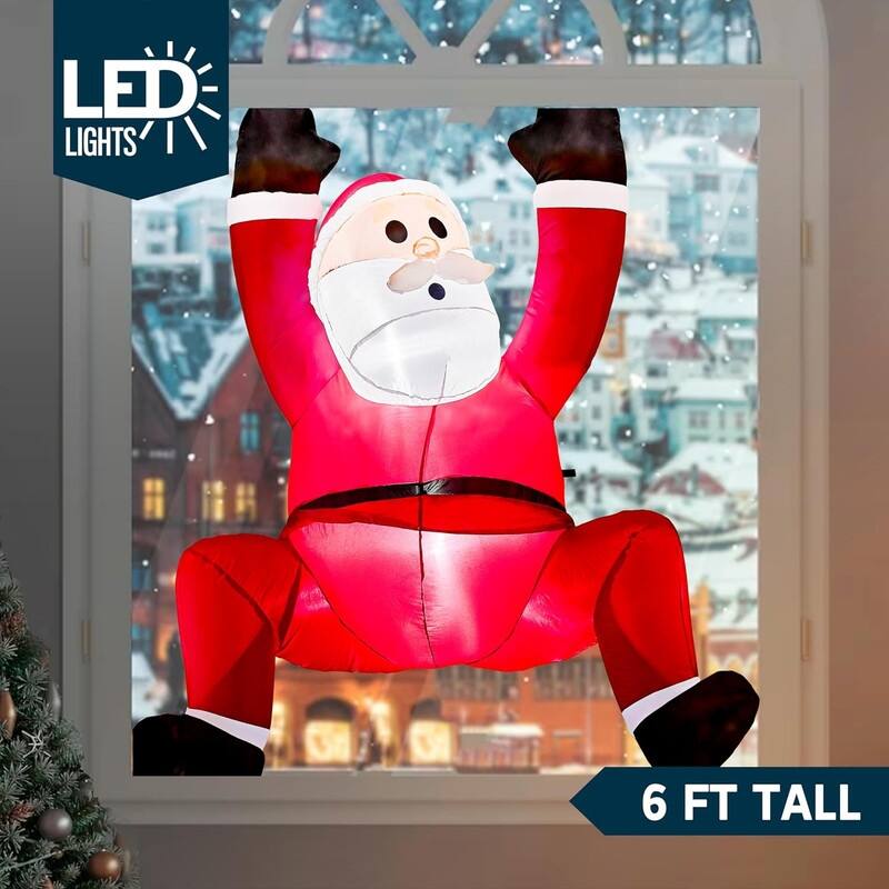 Joyfy 6ft Tall Lighted Hanging Christmas Santa Inflatables - Multicolor