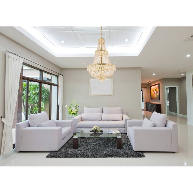 Elegant Lighting Gold 30-inch Royal-cut Crystal Clear Large Hanging Chandelier