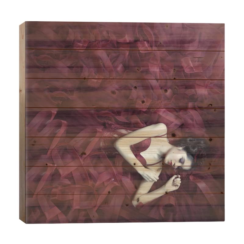 Red Blossom Print On Wood by hardibudi - Multi-Color - 26x26x1.5