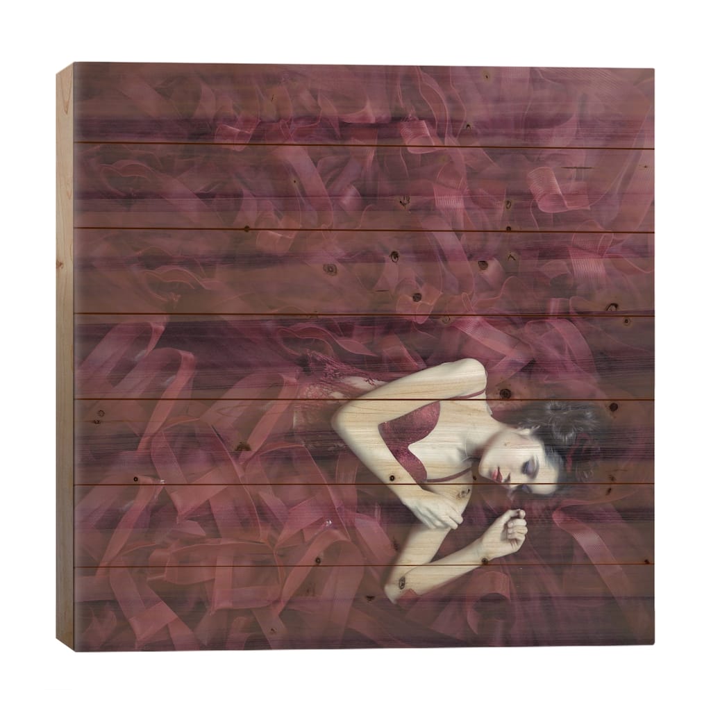 Red Blossom Print On Wood by hardibudi - Multi-Color