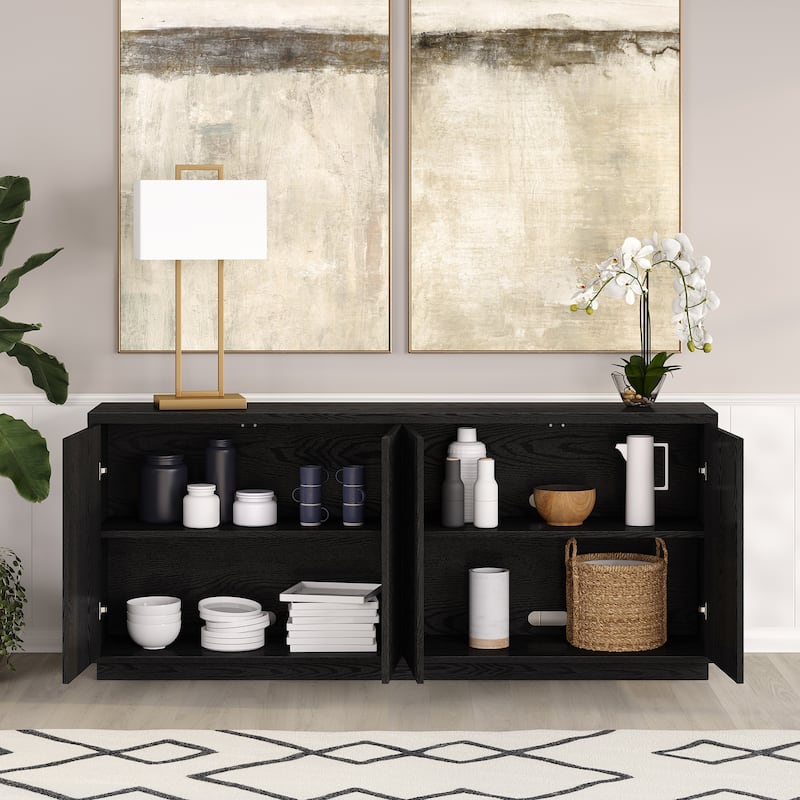 Alston 68" Wide Rectangular Fluted Buffet Table - 68" Wide