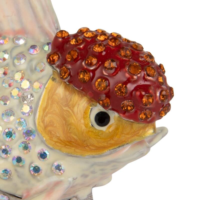 Enameled Goldfish-Shaped Metal Trinket Box with Jewels - 1.75"L x 3.13"W x 1.75"H