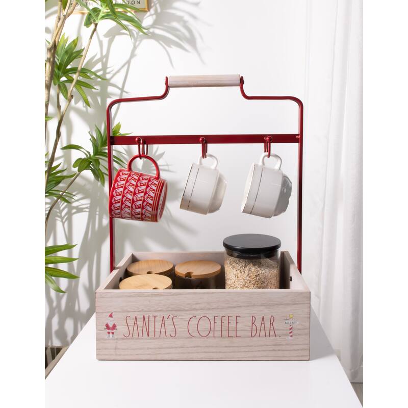 Rae Dunn Mug Holder Caddy - Christmas Theme - SANTA'S COFFEE BAR