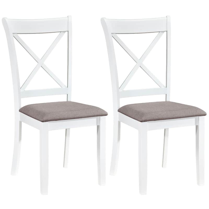 Gymax Dining Chairs Set of 2 w/Comfortable Backrest & Padded Seat for - White & Grey - Set of 2