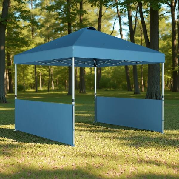 Two Leg Canopy Outdoor Pop Up Canopy Tent with 2 Half Sidewalls and Height-adjustable ...