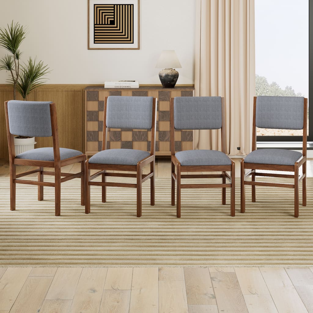 Mid-Century Modern Dining Chairs Fabric Upholstered Kitchen Side Chairs with Ergonomic Design, for Dining Rooms, Set of 4