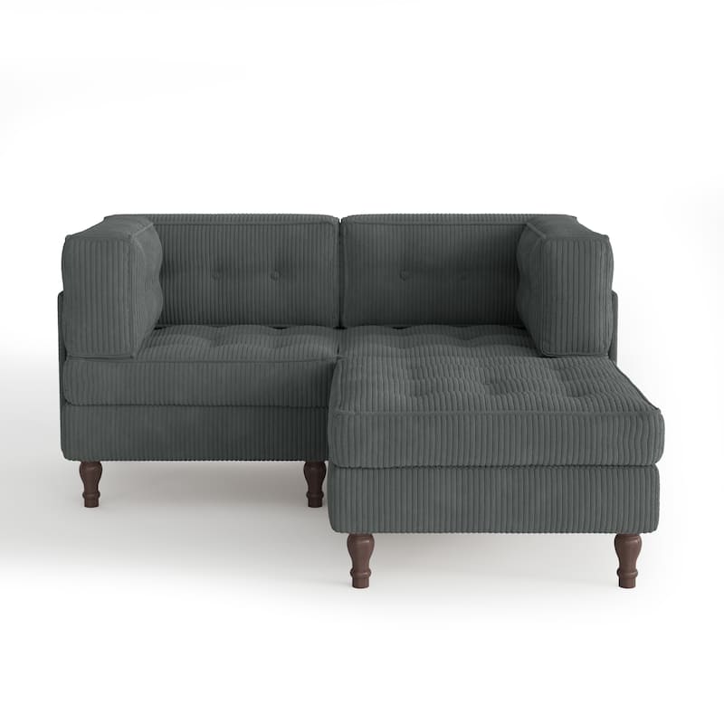 Corduroy Upholstered Modular Corner Sectional Sofa with Reversible Ottoman